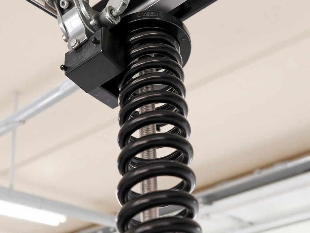 After: new black cycle-rated torsion spring installed on the shaft