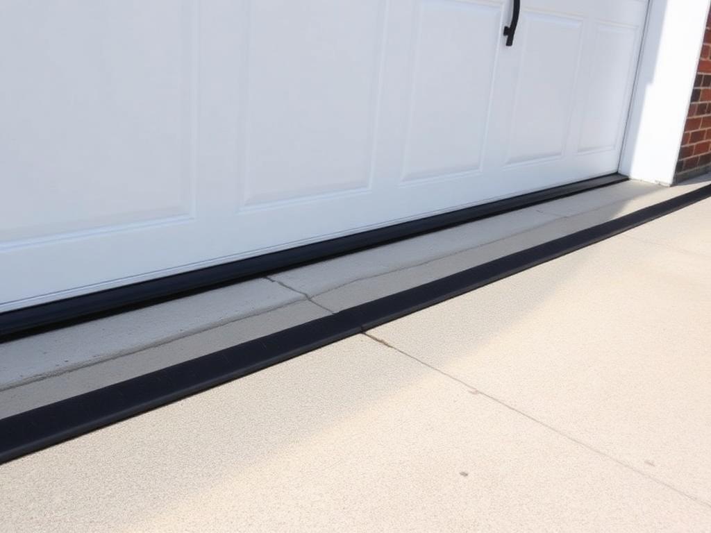After: new black rubber bottom seal sitting flush against clean driveway concrete